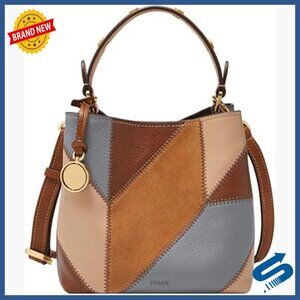 Small Leather Bucket Crossbody Bag with Adjustable Detachable Strap